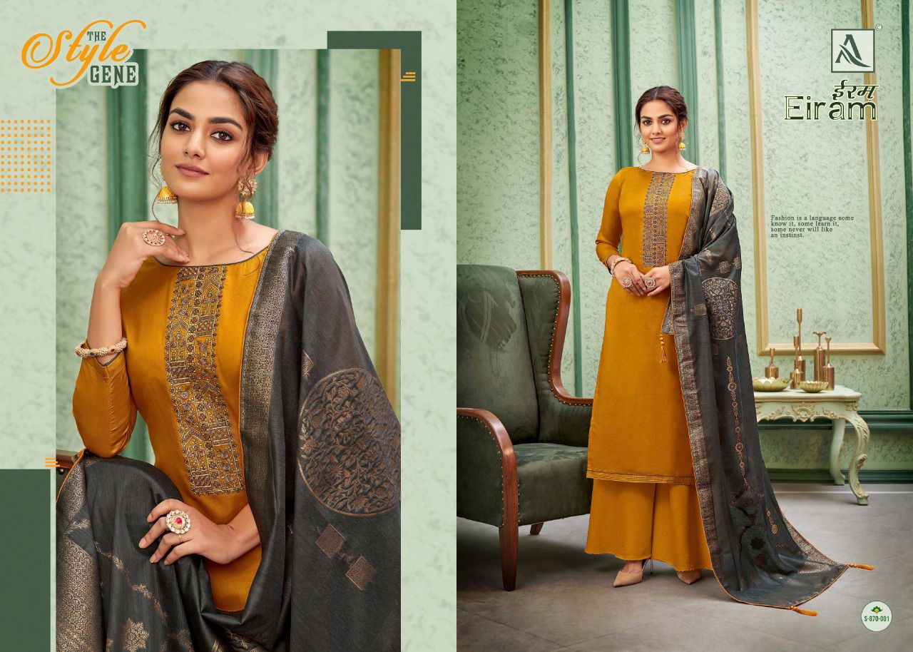 Alok Eiram Jam Cotton Fancy Festive Wear Fancy Embroidery Designer Dress Material